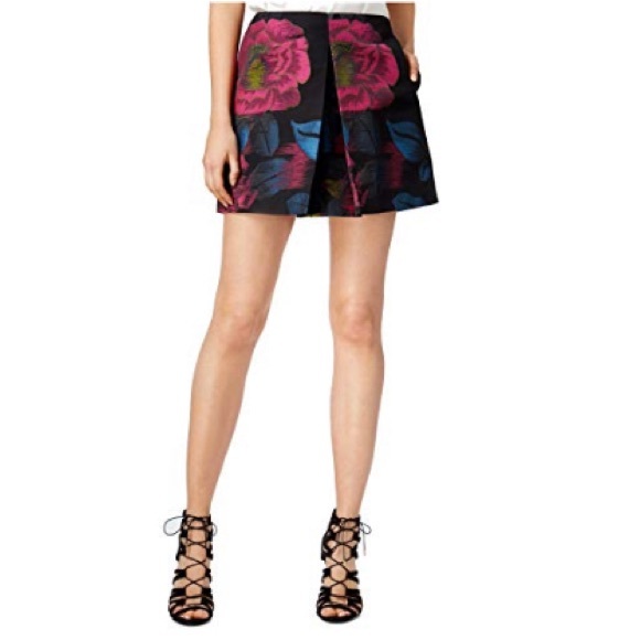 RACHEL ROY Womens Pink Sheer Floral Knee Length Peasant Skirt